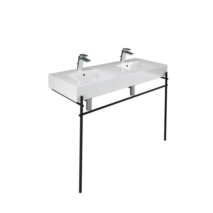 Barclay - Des 1210 Double Bowl Basin WH 1-Hole ea,w/Brass Stand, BLACK - Matte Black