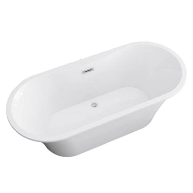 Nouri 66'' AC Tub Light Grey W/ Internal Drain & OF Brush Gold