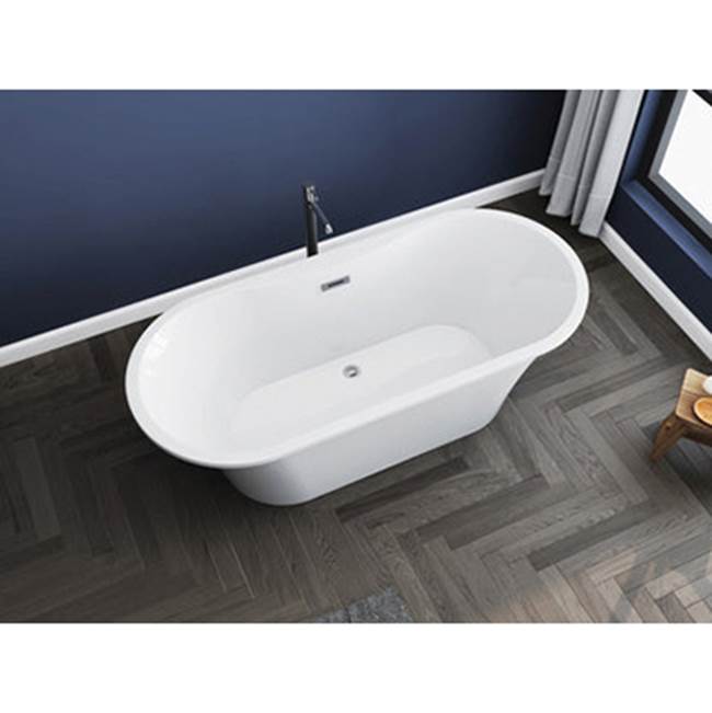 Nouri 66'' AC Tub Light Grey W/ Internal Drain & OF Brush Gold