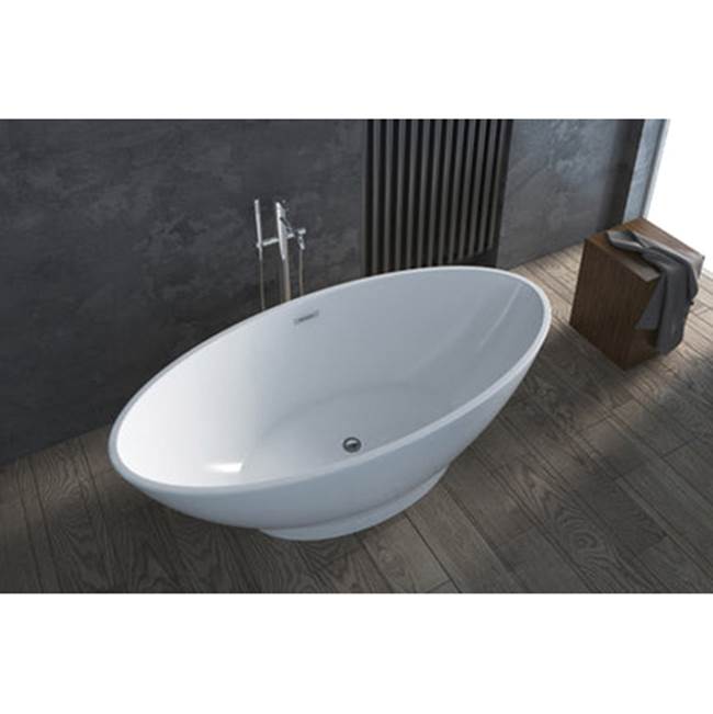 Noelani 66''Oval AC Tub,Matte White W/Internal Drain & OF BG