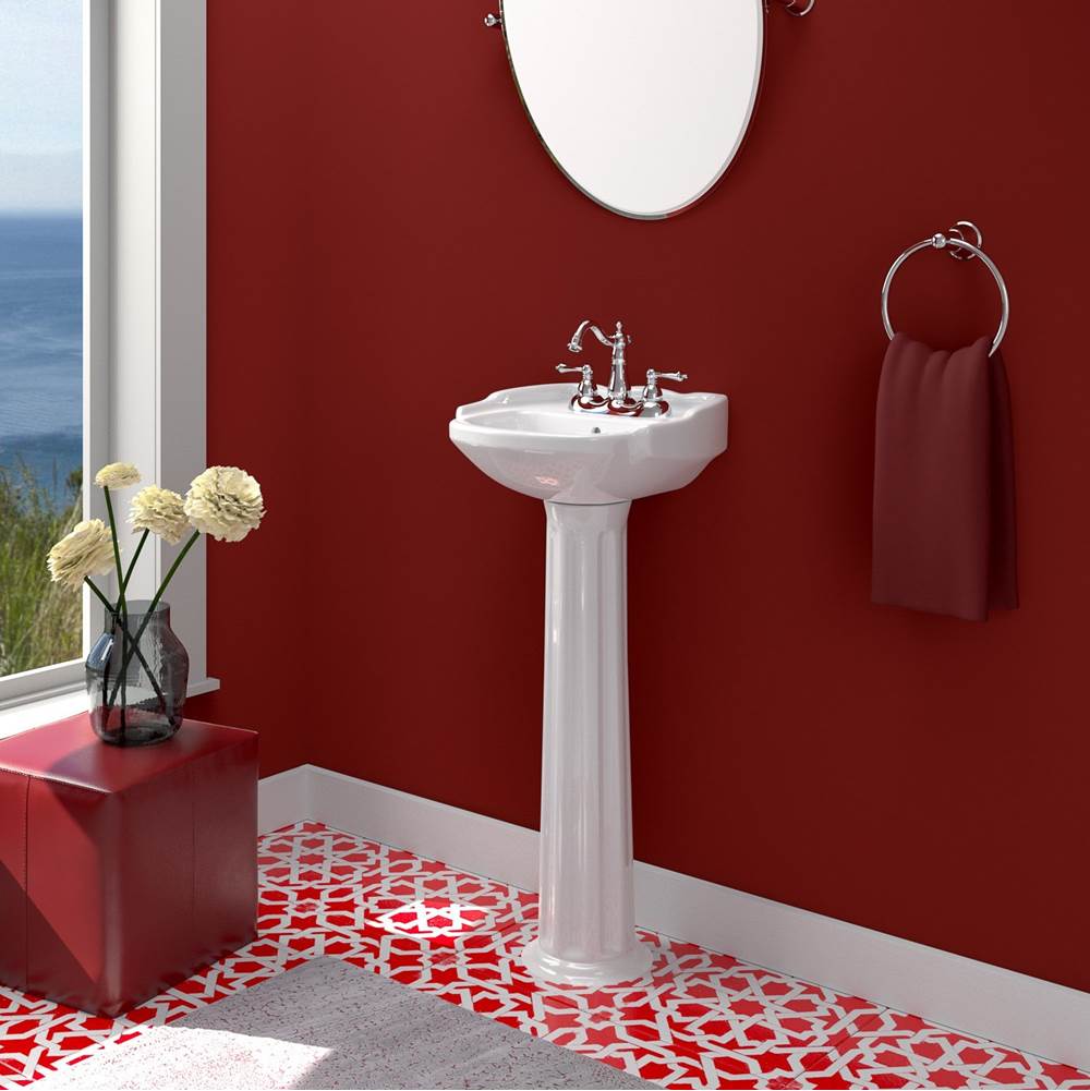 Silvi 15'' Basin Only with 4'' Center Set,W/ Overflow,WH