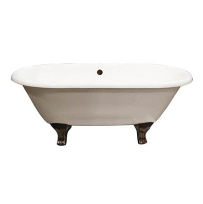 Barclay - Columbia 61''Ci Dbl Roll Tub Wh No Holes, Pn Jewel Feet - Polished Nickel