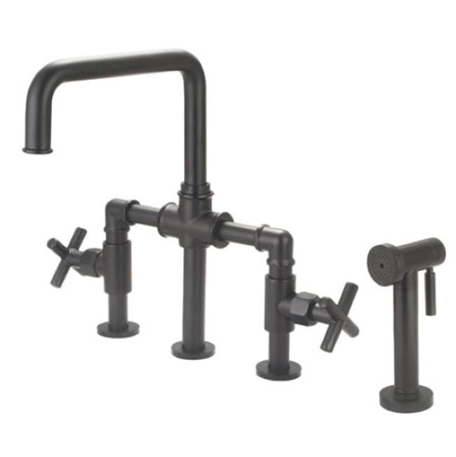 Barclay - Highland Kitchen Bridge Faucet w/Cross handles, 8''Centers,ORB - Oil Rubbed Bronze