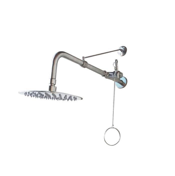 Barclay - Outdoor Shower Wall Mount 8'' Supports 15'',Brushed Stainless - Brushed Stainless