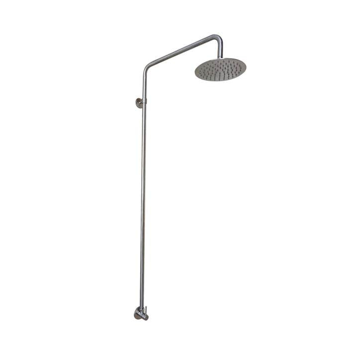Barclay - Outdoor Shower Wall Mount 8'' Riser 17'',Brushed Stainless - Brushed Stainless