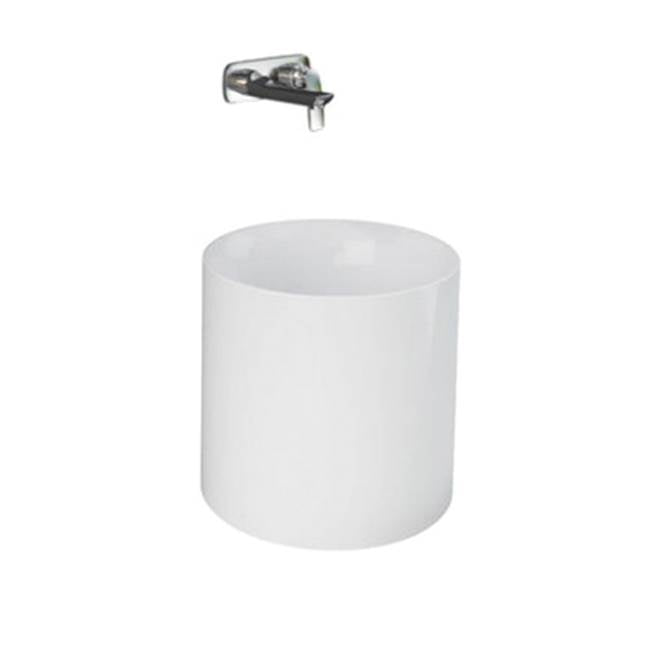 Barclay - Petite 14'' Round Vessel, No faucet holes, White - White