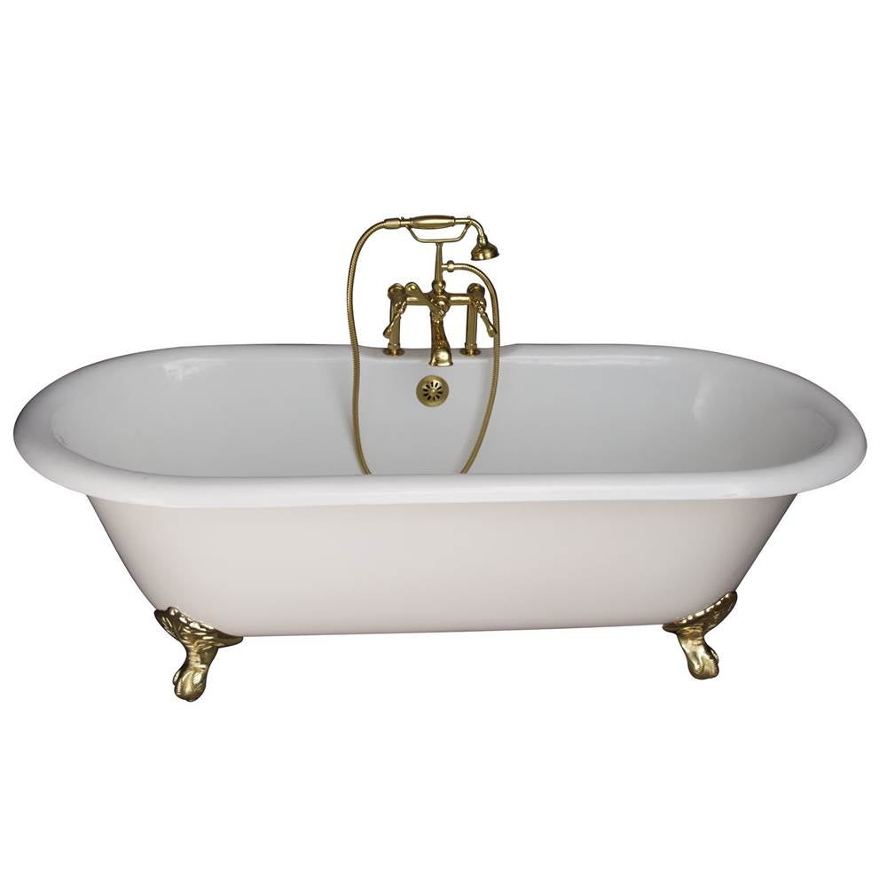 Barclay - Tub Kit 67'' CI Dbl Roll Top Filler, Supplies, Drain-PB - Polished Brass