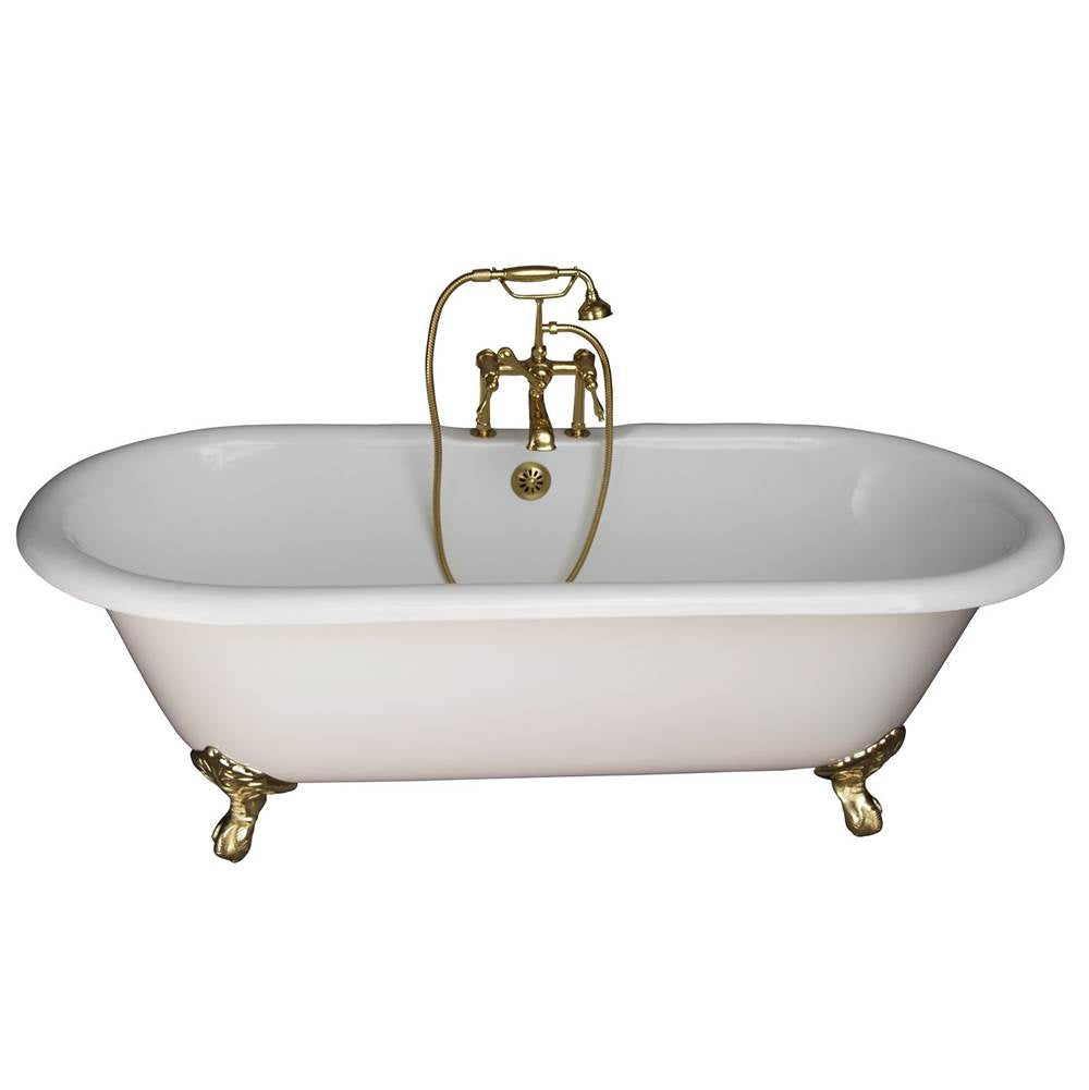 Barclay - Tub Kit 61'' CI,Dbl Roll Top, Filler,Supplies,Drain-PB - Polished Brass