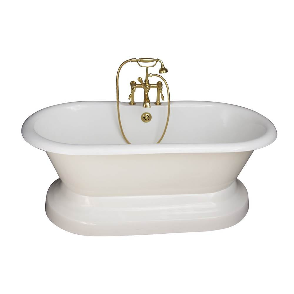 Barclay - Tub Kit 61''CI,Dbl Roll Top w/ Base,Filler,Supplies,Drain-PB - Polished Brass