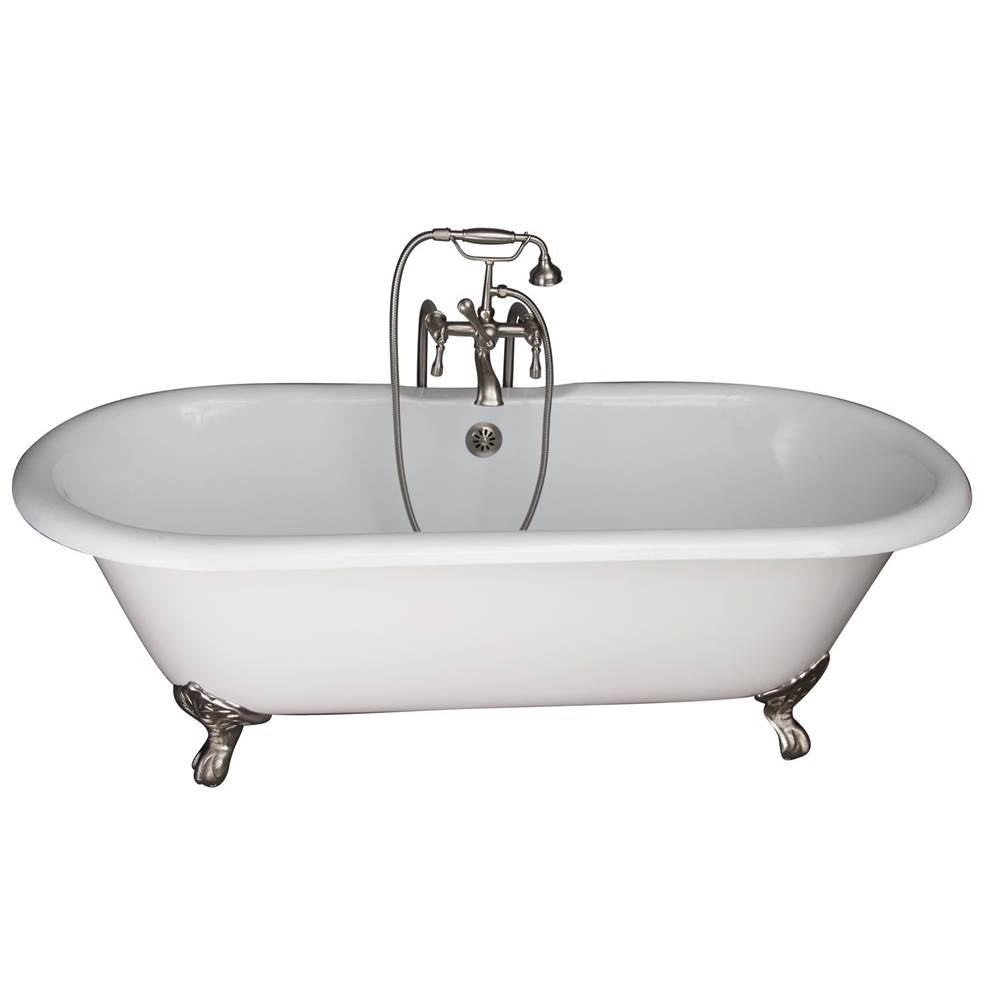 Barclay - Tub Kit 67'' CI Dbl Roll Top Filler, Supplies, Drain-BrNkl
