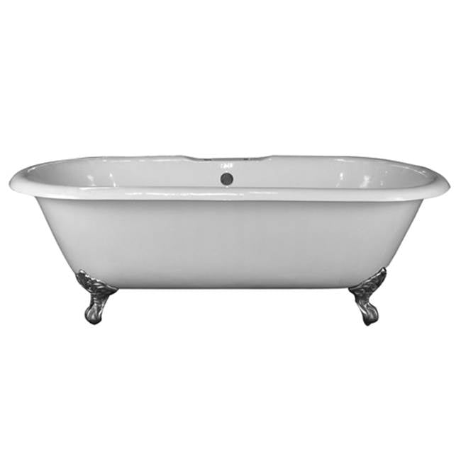 Barclay - Duet Cast Iron Dbl Roll Top WH 67'', 7'' Holes, WH Feet - White