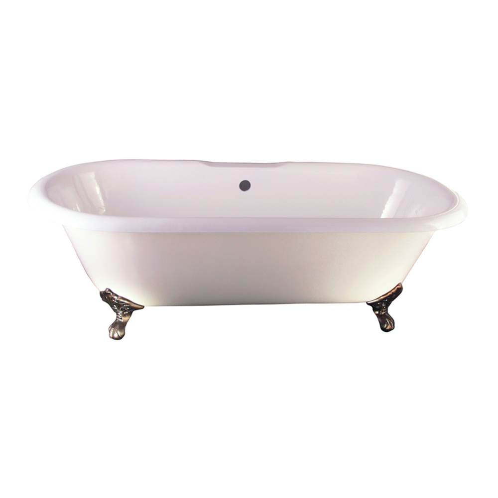 Barclay - Duet Cast Iron Dbl Roll Top WH 67'', No Holes, WH Feet - White