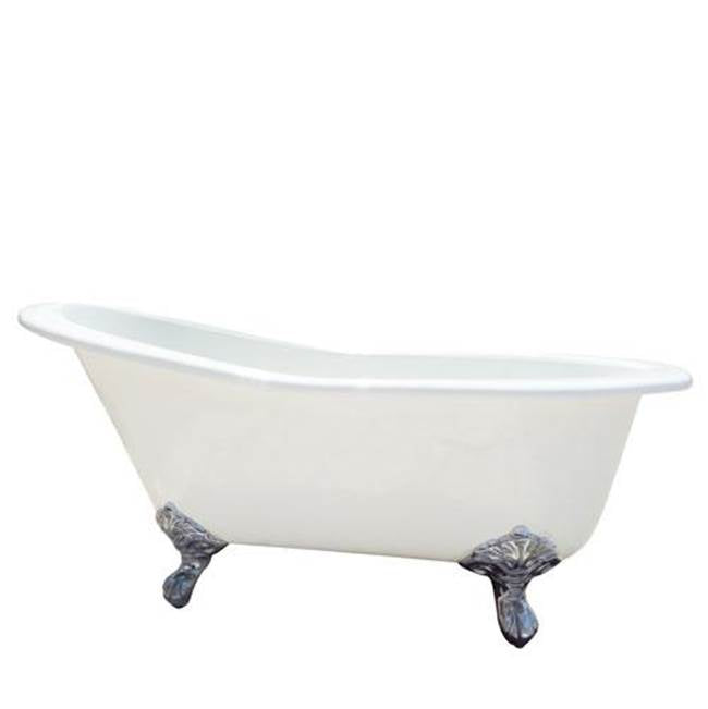 Barclay - Gavin Cast Iron Slipper 54'' 7'' Deck holes,WH, BN Imp Feet - Brushed Nickel