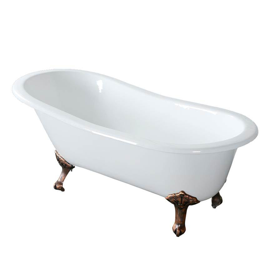 Barclay - Gavin Cast Iron Slipper 54'' 7'' Deck holes,WH, ORB Imp Feet - Oil Rubbed Bronze