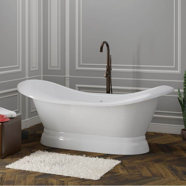 Marshall 71'' Cast Iron tub Dbl Slipper w/ base, No Holes