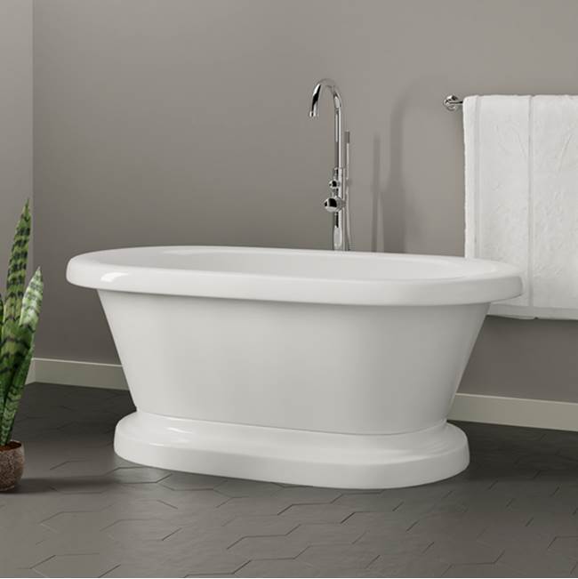 Carrie 57''Acrylic Dbl Roll on Base, White, 7'' Deck Holes