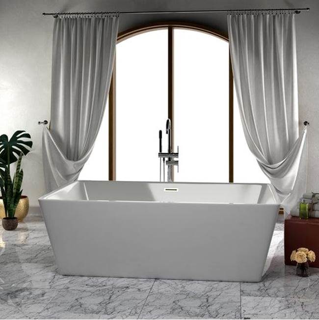 Vaughn 71'' AC Rect Tub WH, Internal drain-OF BN