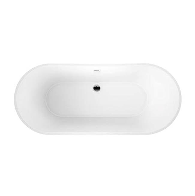 Noreen AC Dbl Slipper Tub 69'' WH, w/Internal Drain Pipe, BN