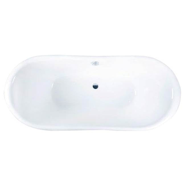 Markus 66'' CI Dbl Slipper Tub, White,7'' Deck Holes, BL Feet