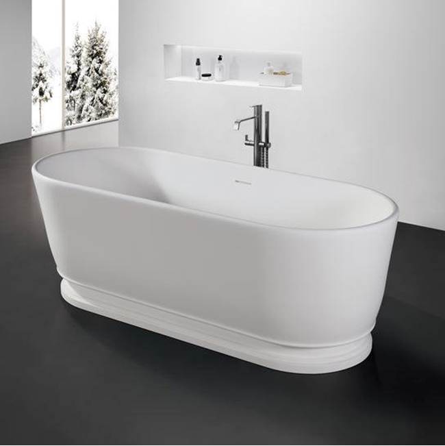 Larrissa 63'' Freestanding BARstone Tub, Matte White