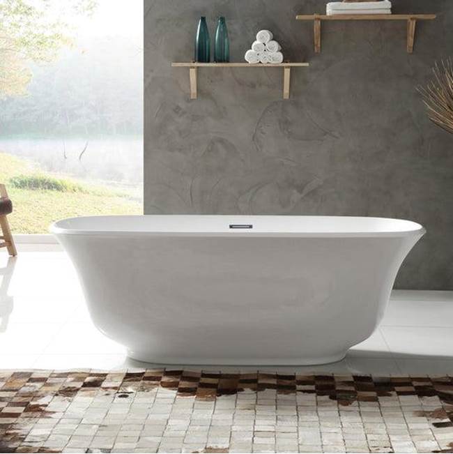 Celeste 67'' AC FS Tub,Internal Drain Pipe, No Faucet Holes,BN