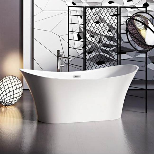 Noreen AC Dbl Slipper Tub 69'' WH, w/Internal Drain Pipe, BN