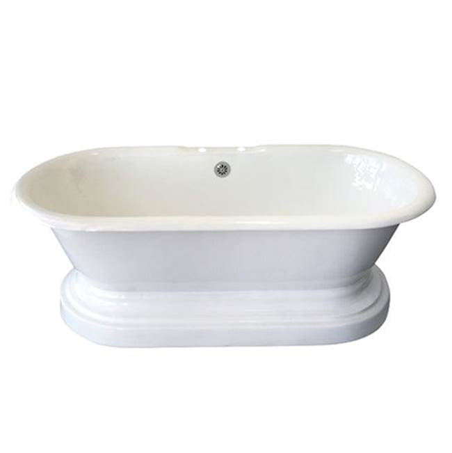 Duet Cast Iron Dbl Roll Tub WH w/base, 66'', 7'' Holes