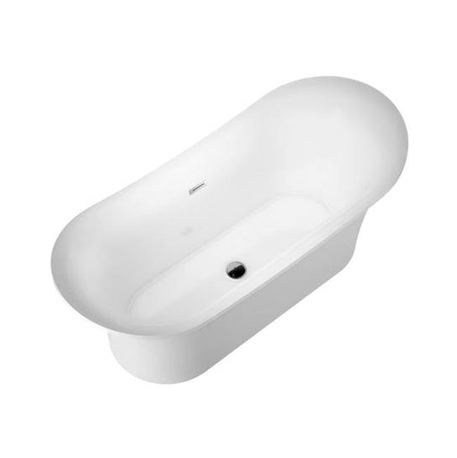 Nydia Freestanding AC Bateau Tub 72'' WH,w/Internal Drain,BN