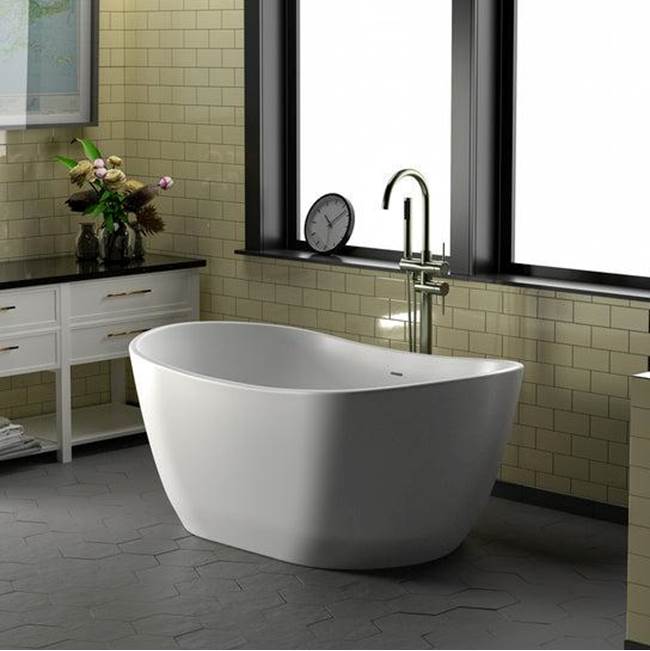 Edison 56'' BARstone Freestanding Tub, White Matte, No Holes