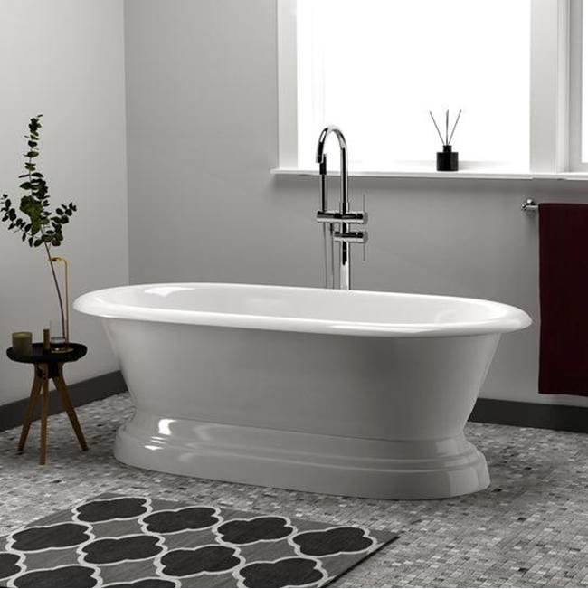 Duet Cast Iron Dbl Roll Tub WH w/base, 66'', 7'' Holes