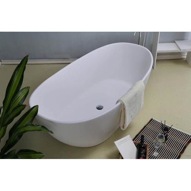 Electra 64'' BARstone Dbl Slipper OF Slot and Drain, White Matte