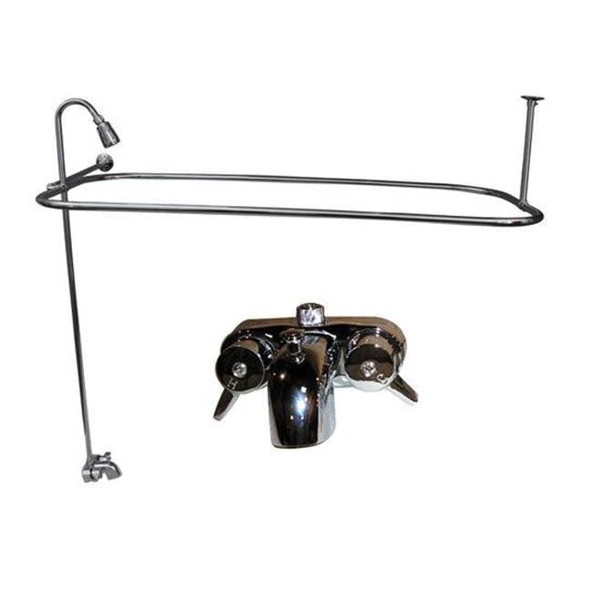 Tub Kit 60'' CI Roll Top, Shwr Unit, Supplies, Drain-Chrome