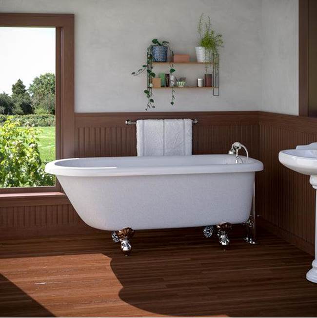 Atlin Acrylic Roll Top WH 67'', 3-3/8'' Holes, BL Feet
