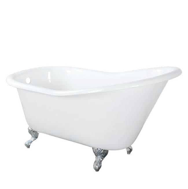 Grayson Cast Iron Slipper WH, 57'', No Holes, BL Feet