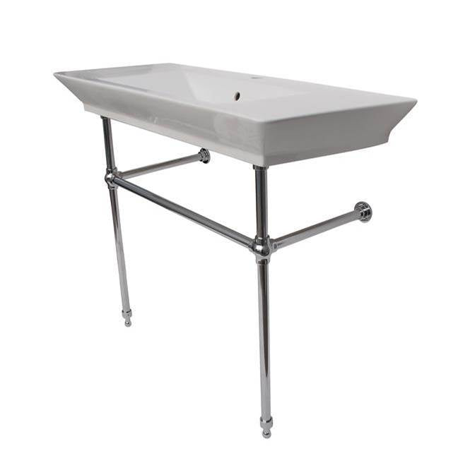 Barclay - Opulence Console 39-1/2'', Rect Bowl, 8'' WS, White, CP Stand - Polished Chrome