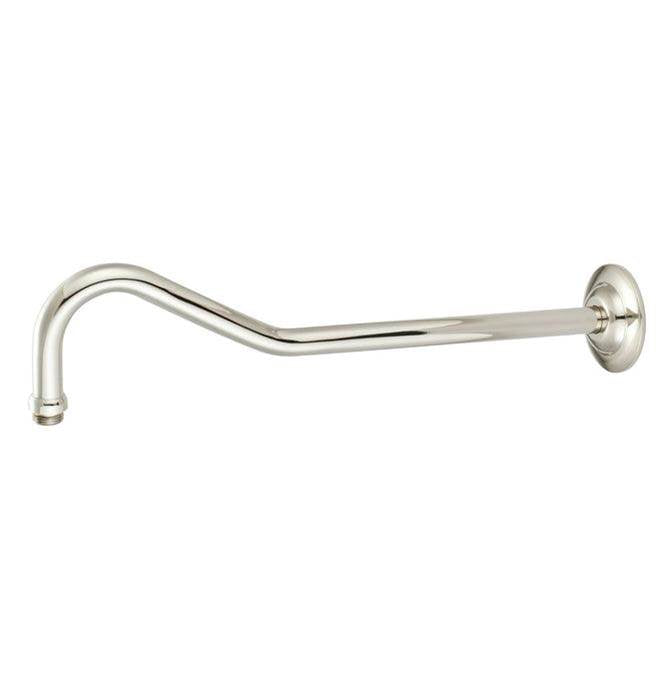 Barclay - Vintage 17'' Wallmount Brass Tube, Shower Arm w/Flange, PN - Polished Nickel