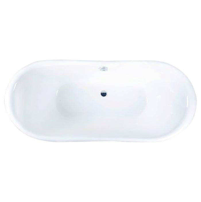 Markus 66'' CI Dbl Slipper Tub, White,7'' Deck Holes, BL Feet
