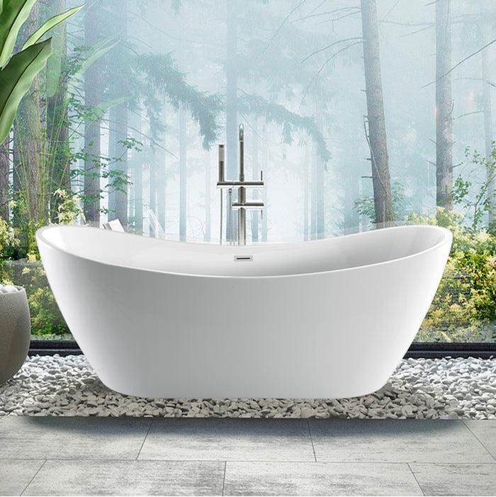 Nyx 72'' AC Freestanding Tub White,w/Internal Drain-OF BN