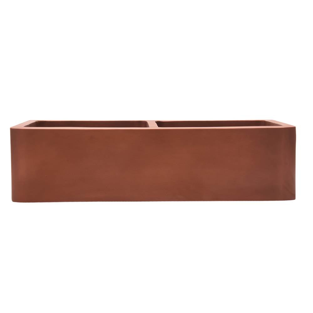 Barclay - Port 35'' Hammered Dbl Bowl Apron FrontCopper Sink-AC - Antique Copper