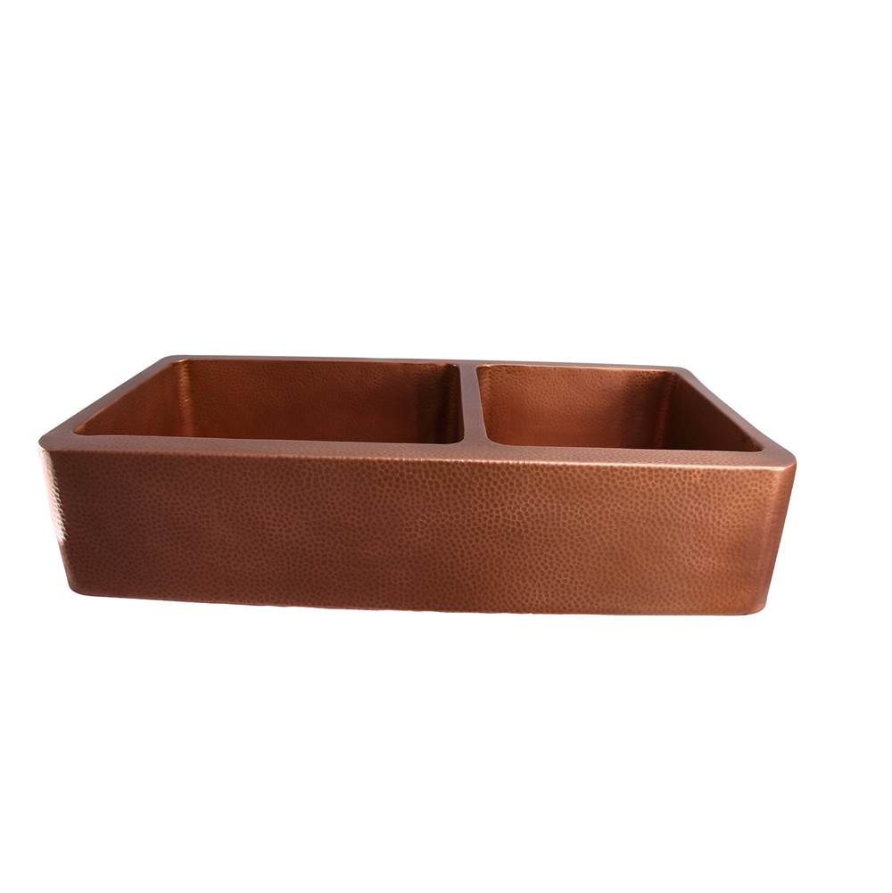 Barclay - Pandan 42'' Dbl Bowl Farm Sink 60/40 Hammered Antique Copper - Antique Copper