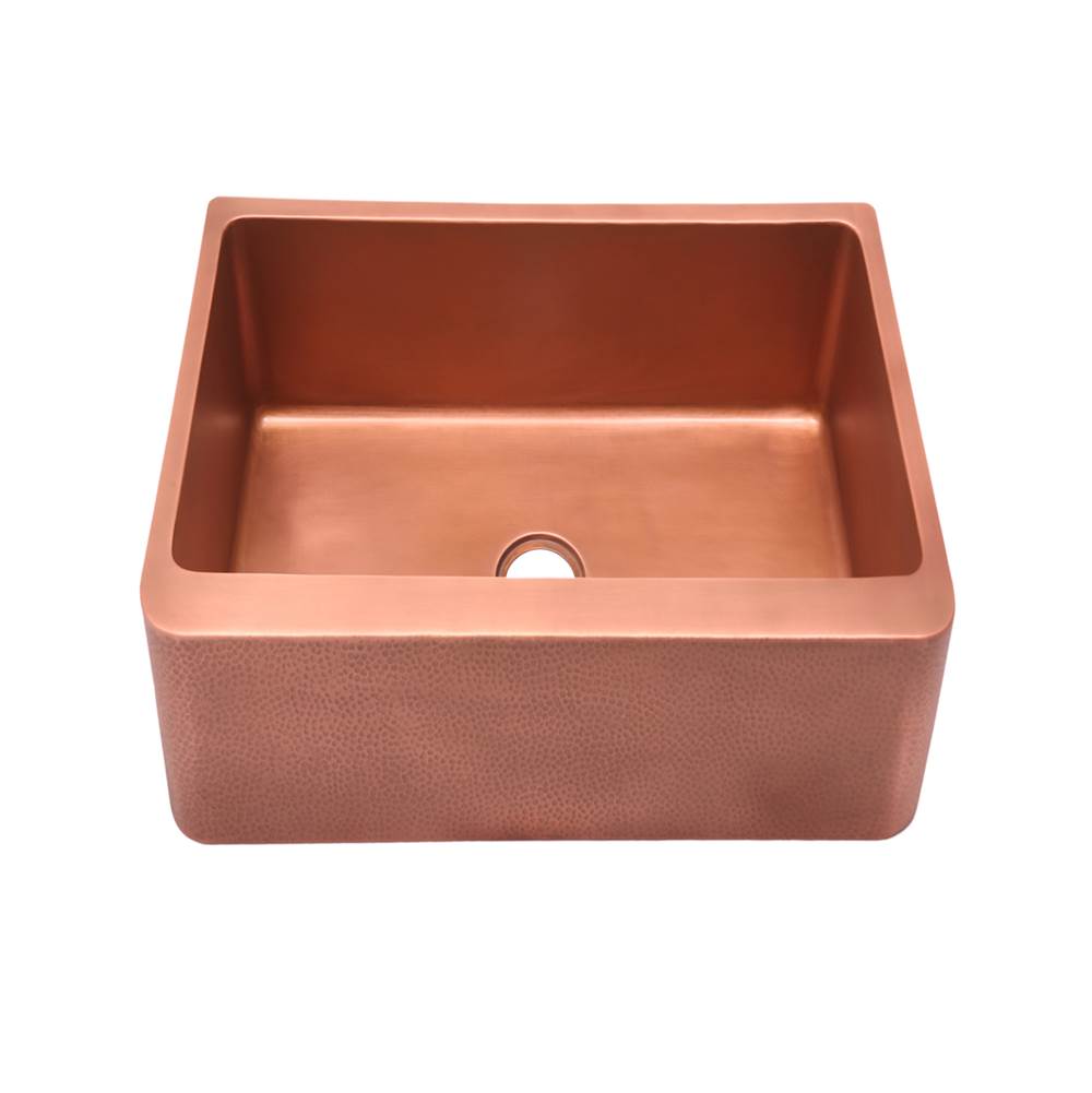Barclay - Barroca 25'' Copper Apron Front Sink w Ham Exterior, Smooth Int-AC - Antique Copper