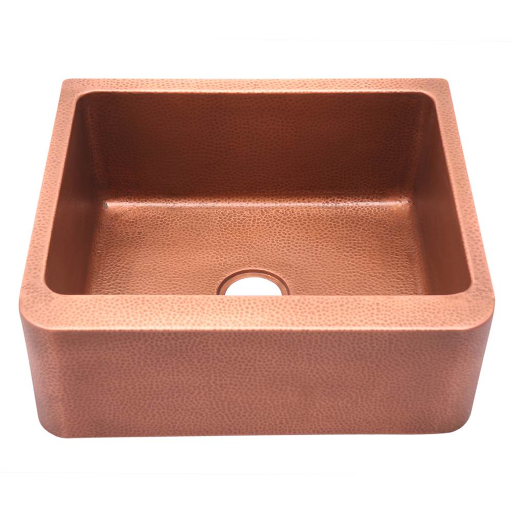 Barclay - Avena 25'' Hammered Single Bowl Copper Apron Front Sink-AC - Antique Copper