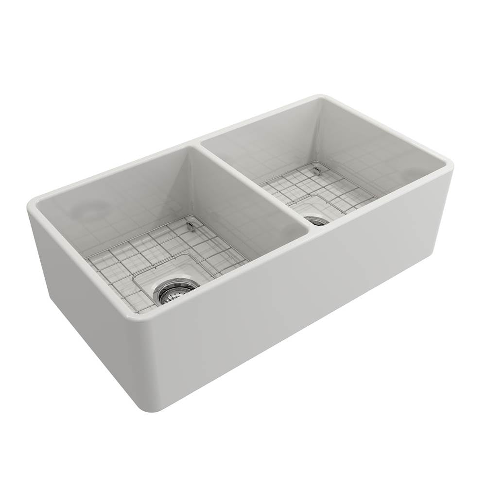 Barclay - Langley 33'' Dbl Bwl Fireclay Apron FrontKitchen Sink-White - White