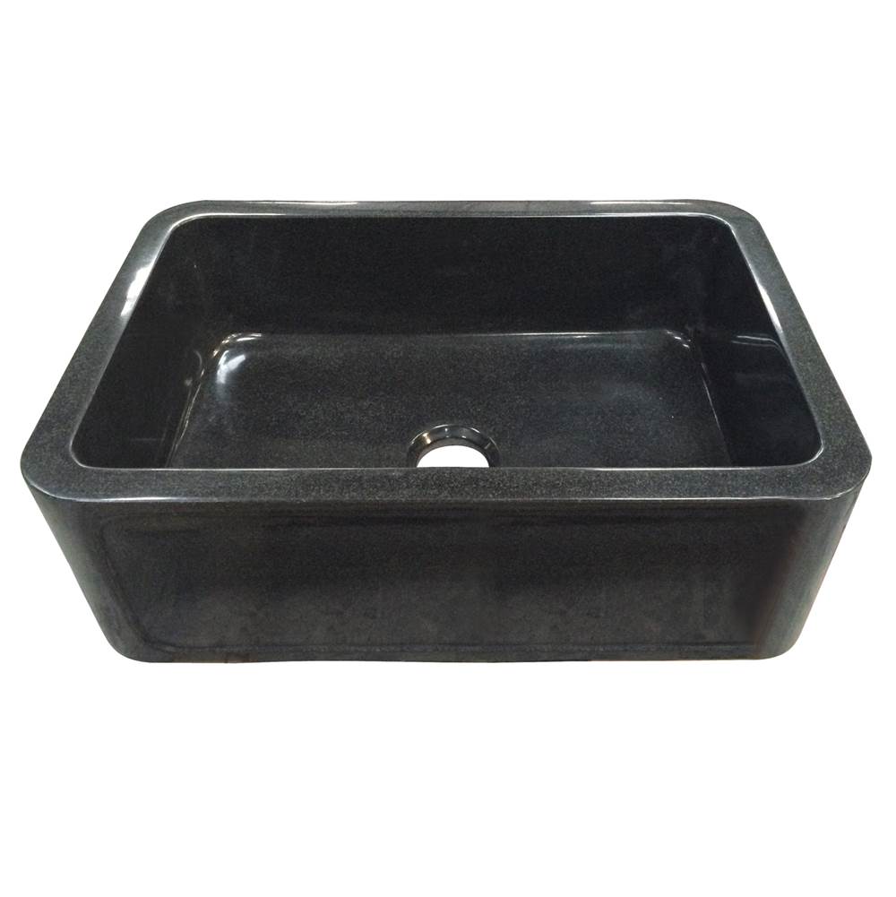 Barclay - Ankra 30'' Polished Granite Single Bowl Apron Front Sink, GPBL - Polished Black