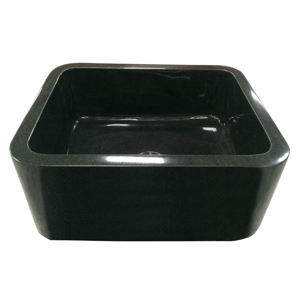 Barclay - Acantha 24'' Polished Granite Single Bowl Apron Front Sink, GPBL - Polished Black