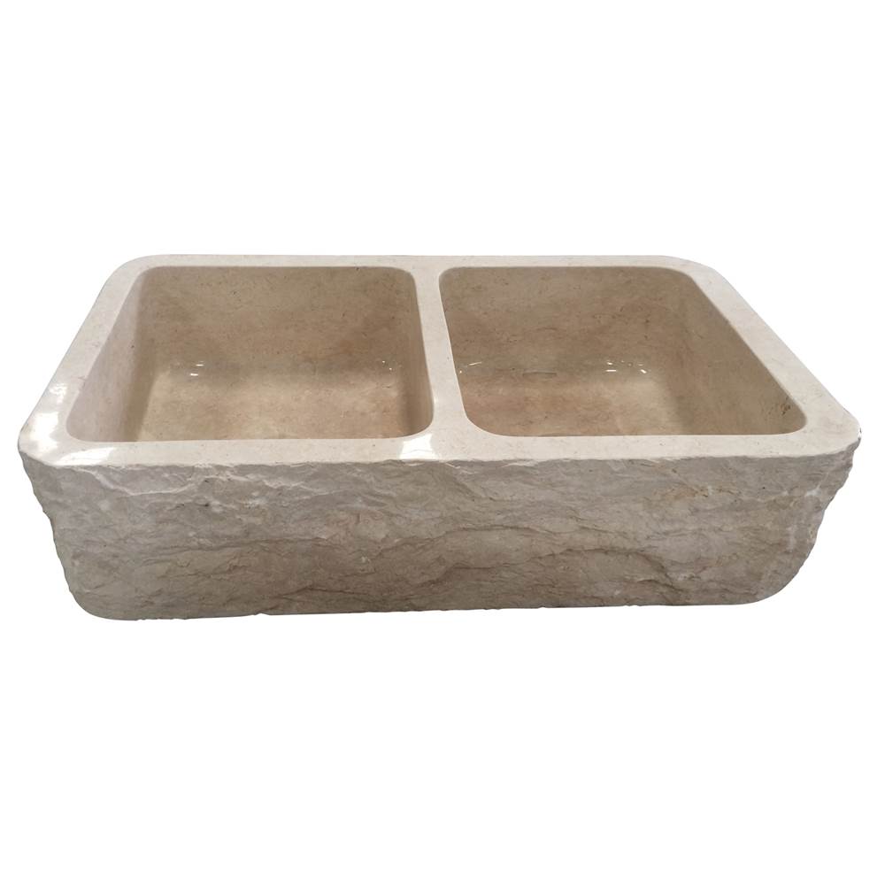 Barclay - Rushmore Db Bowl Marble Farme Sink w/Chiseled Apron MPGA,33'' - Polished Marble