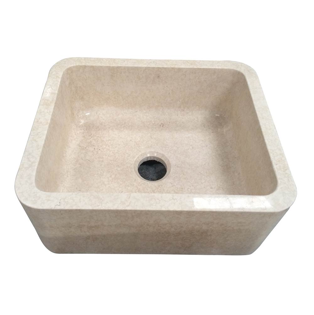 Barclay - Chandra 24'' Polished Marble Single Bowl Apron Front Sink, MPGA - Polished Marble