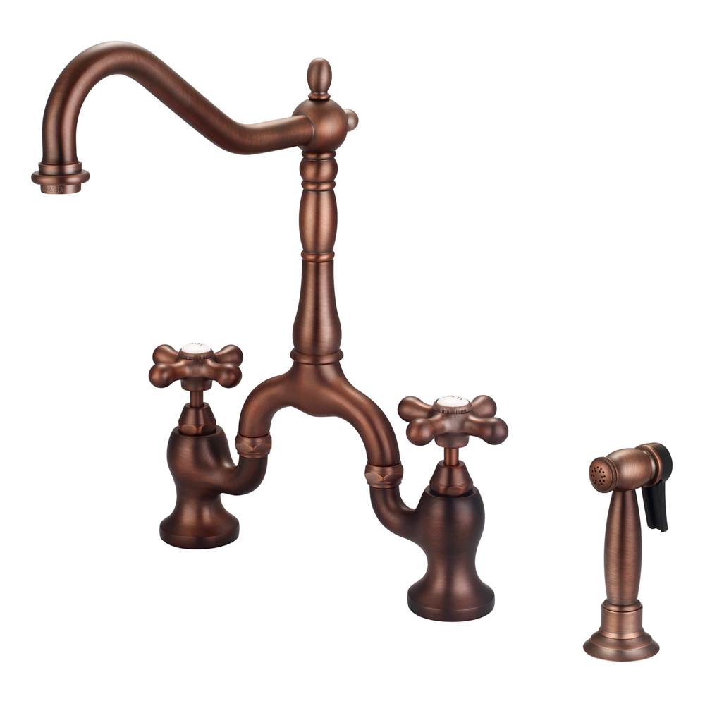 Barclay - Carlton Kitchen Bridge Faucet Sidespray &Metal Cross Hdl,ORB - Oil Rubbed Bronze