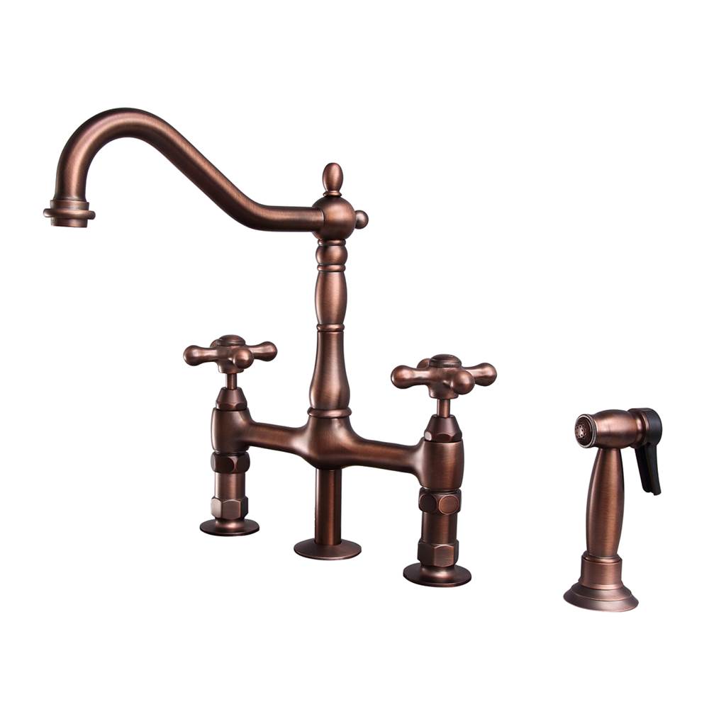 Barclay - Emral Kitchen Bridge Faucet Sidespray &Metal Cross Hdl,ORB - Oil Rubbed Bronze