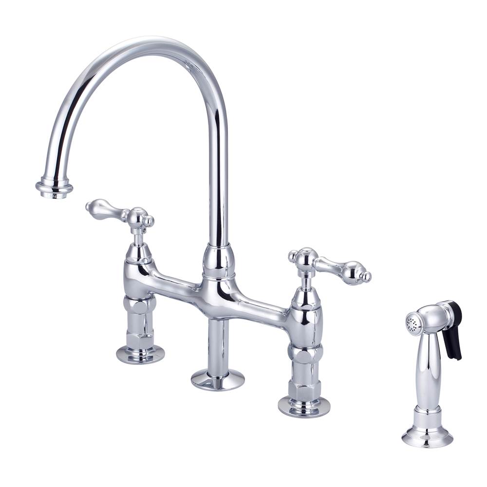 Barclay - Harding Kitchen Bridge Faucet Sidespray & Metal Lever Hdl,CP - Polished Chrome